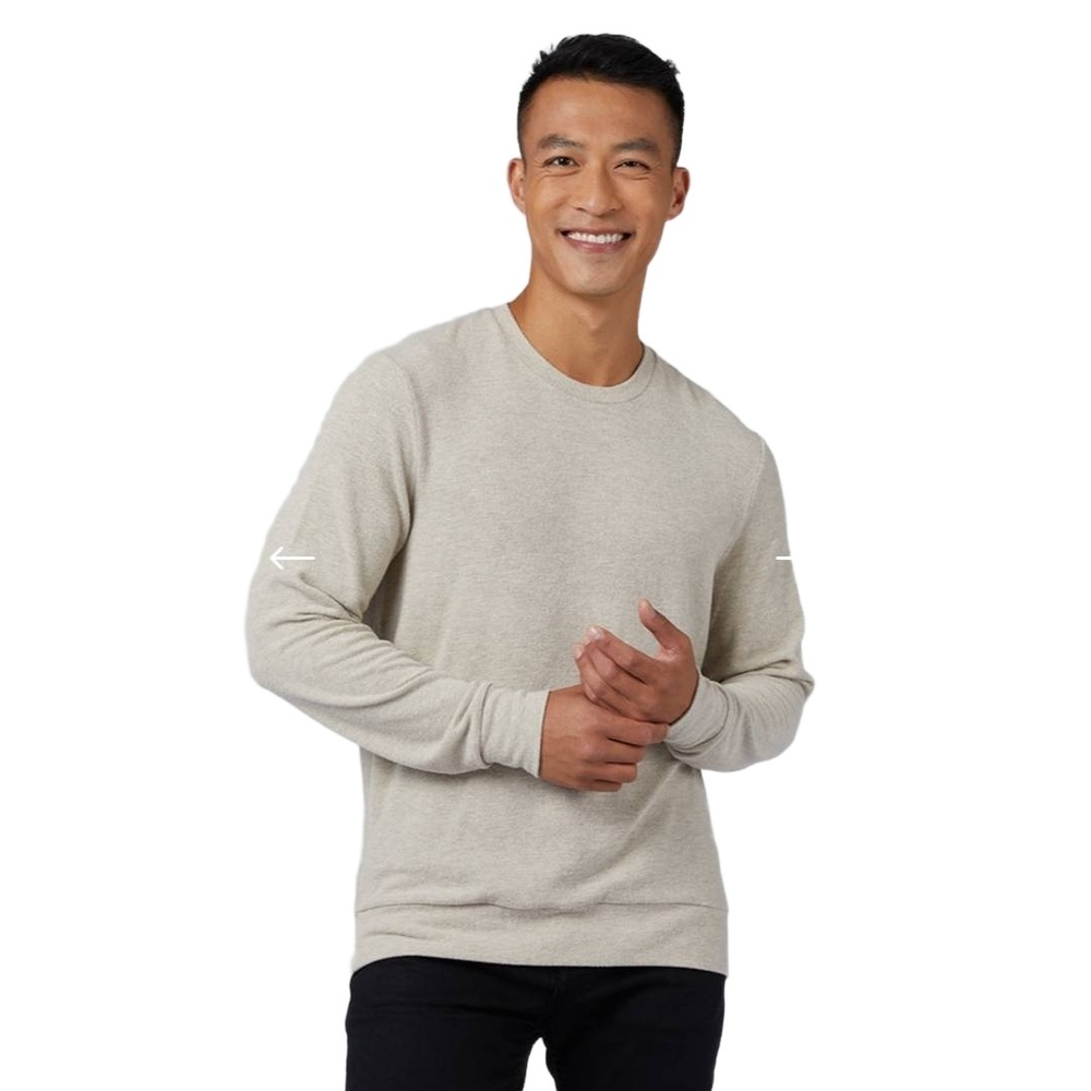 32 Degrees Heat Oatmeal Heather Long Sleeve Crewneck Sweater Knit Top S